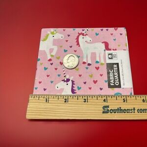 Quilt Craft Fabric 100% Cotton Unicorn & Hearts Pink Fat Quarter Multicolor